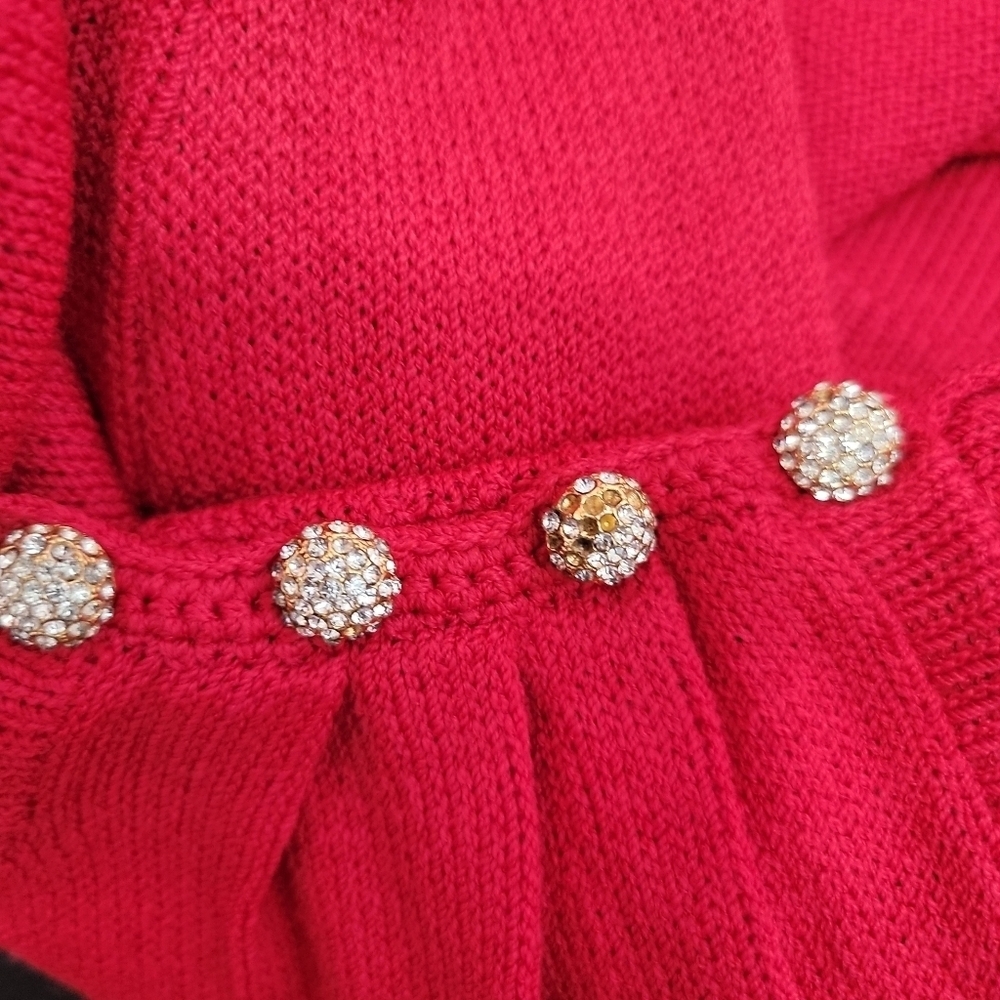 St John by Marie Gray Red Wrap Around Pull Over Sweater M/L - Picture 2 of 6